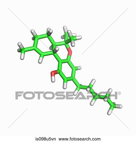 Picture - THC molecule. Fotosearch