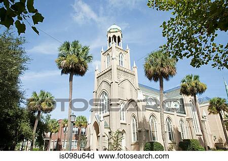 Stock Image - USA, georgia, savannah, congregation mickve israel. Fotosearch