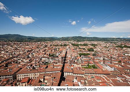 Aerial view of old town, Florence, Italy View Large Photo Image Picture - Aerial view of old town, Florence, Italy. Fotosearch