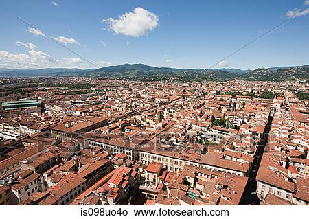 Aerial view of old town, Florence, Italy View Large Photo Image Picture - Aerial view of old town, Florence, Italy. Fotosearch