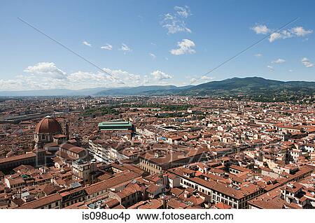 Stock Photography - Aerial view of old town, Florence, Italy. Fotosearch