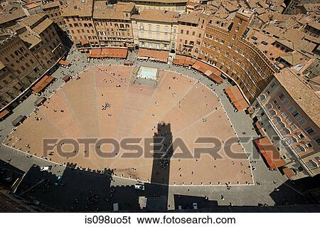 Aerial view of Piazza del Campo, Siena, Italy View Large Photo Image Stock Photograph - Aerial view of Piazza del Campo, Siena, Italy. Fotosearch