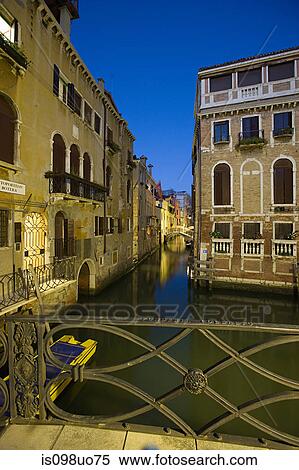 Canal and bridge at night, Venice, Italy View Large Photo Image Stock Photography - Canal and bridge at night, Venice, Italy. Fotosearch