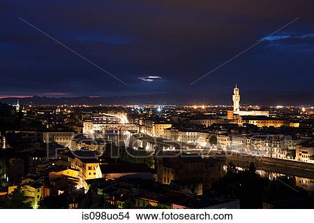 Night cityscape, Florence, Italy View Large Photo Image Picture - Night cityscape, Florence, Italy. Fotosearch