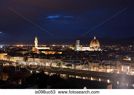 Night cityscape, Florence, Italy View Large Photo Image Stock Image - Night cityscape, Florence, Italy. Fotosearch