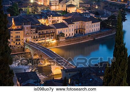 Ponte Pietra and River Adige, Verona, Italy View Large Photo Image Stock Photo - Ponte Pietra and River Adige, Verona, Italy. Fotosearch
