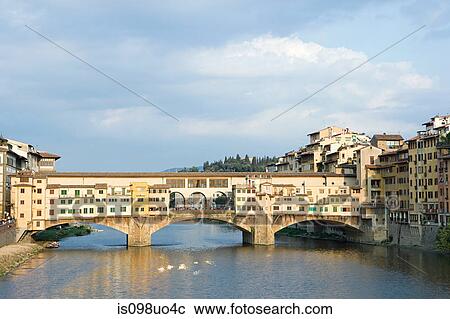 Stock Image - Ponte Vecchio and River Arno, Florence, Italy. Fotosearch