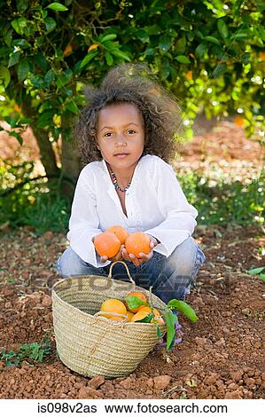Girl with basket of oranges View Large Photo Image Stock Photograph - Girl with basket of oranges. Fotosearch