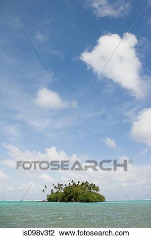 Stock Image - Island in South Pacific Ocean with palm trees. Fotosearch