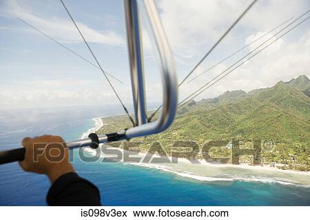 Man paragliding, aerial view View Large Photo Image Stock Photo - Man paragliding, aerial view. Fotosearch