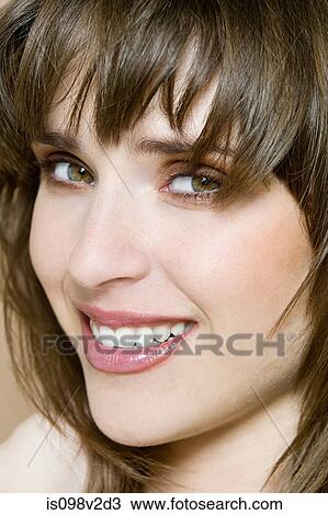 Portrait of young brunette woman View Large Photo Image Stock Image - Portrait of young brunette woman. Fotosearch