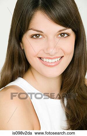 Portrait of young brunette woman View Large Photo Image Stock Image - Portrait of young brunette woman. Fotosearch