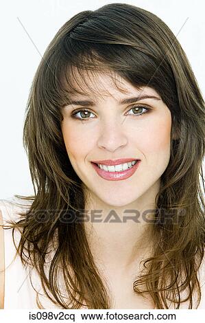 Stock Photography - Portrait of young brunette woman. Fotosearch