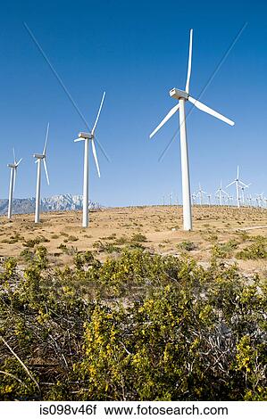 Stock Image - Wind farm, Indian Wells, California, USA. Fotosearch