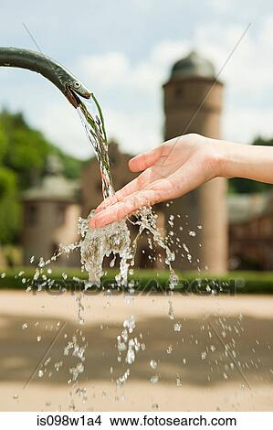 Woman with hand in water fountain, close up View Large Photo Image Picture - Woman with hand in water fountain, close up. Fotosearch