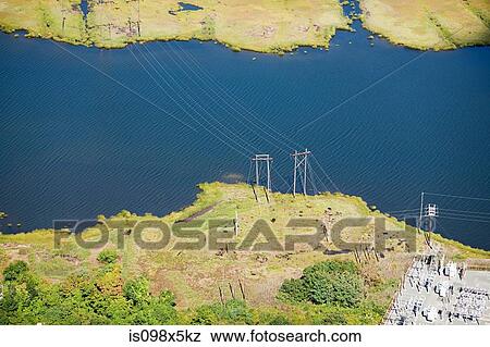 Power lines over water, Newport County, Rhode Island, USA View Large Photo Image Stock Photo - Power lines over water, Newport County, Rhode Island, USA. Fotosearch