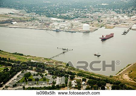 Stock Image - Ship in harbor, Newport County, Rhode Island, USA. Fotosearch