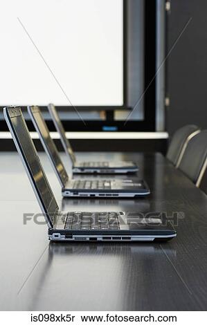 Stock Photography - Laptops in conference room. Fotosearch