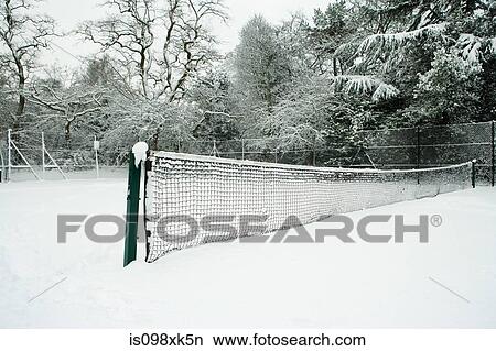 Snow covered tennis court, UK View Large Photo Image Picture - Snow covered tennis court, UK. Fotosearch