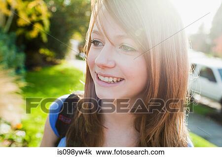 Stock Image - Close up portrait of teenage girl. Fotosearch