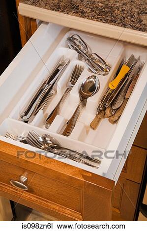 Cutlery in drawer View Large Photo Image Stock Image - Cutlery in drawer. Fotosearch