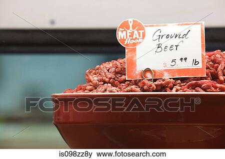 Ground beef for sale View Large Photo Image Stock Photo - Ground beef for sale. Fotosearch