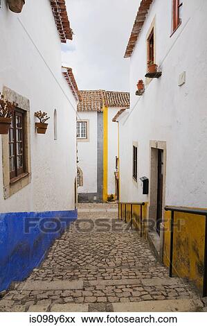 Houses in Obidos, Portugal View Large Photo Image Stock Photo - Houses in Obidos, Portugal. Fotosearch