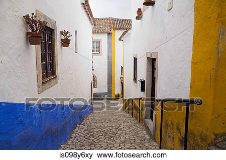 Houses in Obidos, Portugal View Large Photo Image Stock Photo - Houses in Obidos, Portugal. Fotosearch