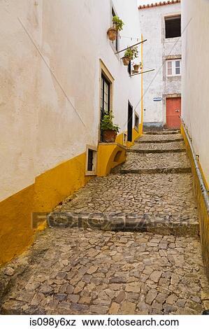 Houses in Obidos, Portugal View Large Photo Image Stock Photo - Houses in Obidos, Portugal. Fotosearch