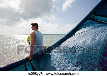 Kitesurfer on beach View Large Photo Image Stock Photography - Kitesurfer on beach. Fotosearch