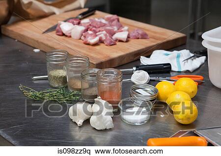 Stock Photography - Meat and seasonings. Fotosearch