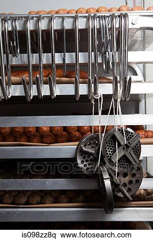Racks of sausages View Large Photo Image Stock Photography - Racks of sausages. Fotosearch