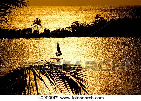Sailboard at Sunset View Large Photo Image Stock Photo - Sailboard at Sunset. Fotosearch