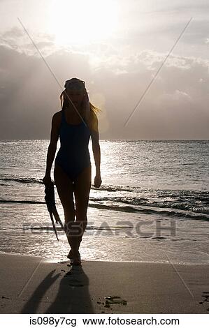 Silhouette of woman at water's edge, Mustique, Grenadine Islands View Large Photo Image Stock Image - Silhouette of woman at water's edge, Mustique, Grenadine Islands. Fotosearch
