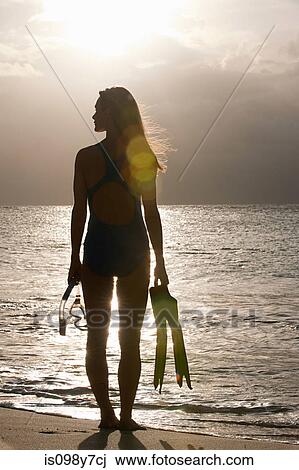 Silhouette of woman at water's edge, Mustique, Grenadine Islands View Large Photo Image Stock Image - Silhouette of woman at water's edge, Mustique, Grenadine Islands. Fotosearch