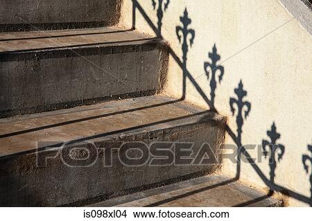 Steps and railing shadow View Large Photo Image Picture - Steps and railing shadow. Fotosearch
