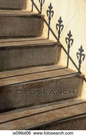 Steps and railing shadow View Large Photo Image Stock Photograph - Steps and railing shadow. Fotosearch