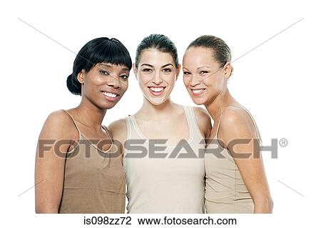 Stock Image - Three young women together. Fotosearch