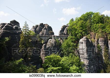 Stock Photography - Bastei Rocks, Saxon Switzerland, Dresden, Germany. Fotosearch