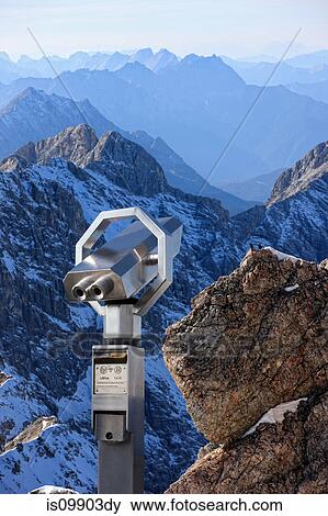 Coin operated binoculars, Mount Zugspitze, Bavaria, Germany View Large Photo Image Stock Photo - Coin operated binoculars, Mount Zugspitze, Bavaria, Germany. Fotosearch