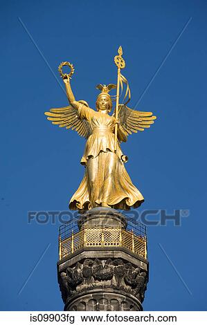 Gold statue, Victory Column, Berlin, Germany View Large Photo Image Stock Image - Gold statue, Victory Column, Berlin, Germany. Fotosearch