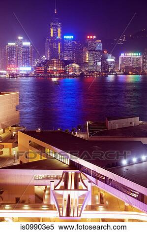 Stock Photography - Hong Kong harbour at night, China. Fotosearch