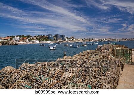 Lobster pots, Cascais, Portugal View Large Photo Image Stock Image - Lobster pots, Cascais, Portugal. Fotosearch
