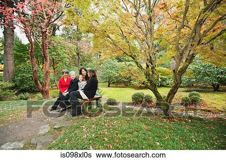 Multi generation family sitting in park View Large Photo Image Stock Photograph - Multi generation family sitting in park. Fotosearch