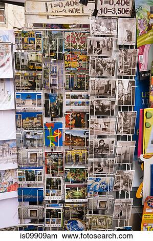 Picture - Postcards for sale, Lisbon, Portugal. Fotosearch