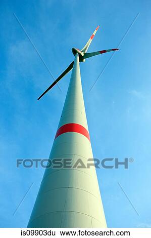 Wind turbine, low angle view View Large Photo Image Stock Photograph - Wind turbine, low angle view. Fotosearch