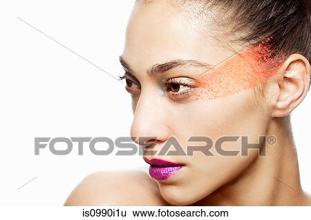 Woman with bizarre makeup, portrait View Large Photo Image Stock Photograph - Woman with bizarre makeup, portrait. Fotosearch