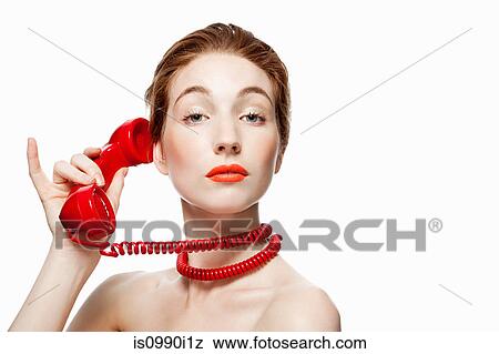 Woman with red telephone cord wrapped around neck View Large Photo Image Stock Photo - Woman with red telephone cord wrapped around neck. Fotosearch