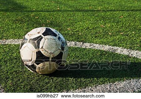 Close up of a ball on a football pitch View Large Photo Image Stock Photo - Close up of a ball on a football pitch. Fotosearch