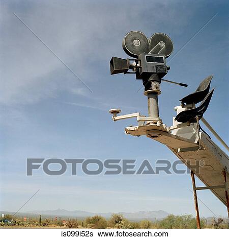 Old fashioned movie camera on crane View Large Photo Image Stock Photograph - Old fashioned movie camera on crane. Fotosearch